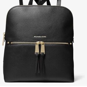 Michael Kors Black Rhea Zip Medium slim backpack